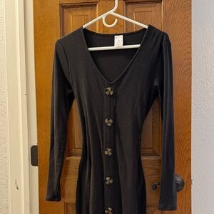 Elegant Black Button-Down Dress